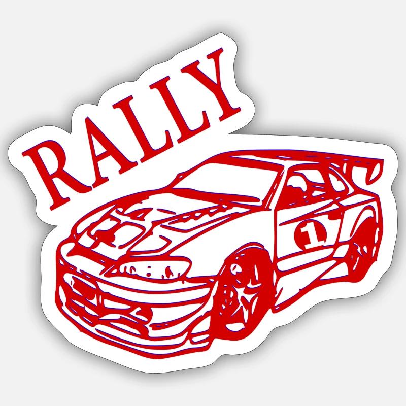 Rally Auto - Sticker Größe S (10 x 10 cm) - Mattweiß