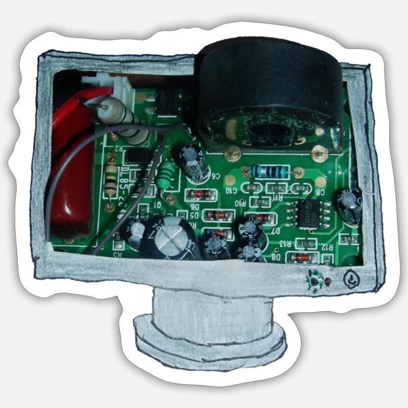 Electronics comes off the television Sticker size S (10 x 10 cm)