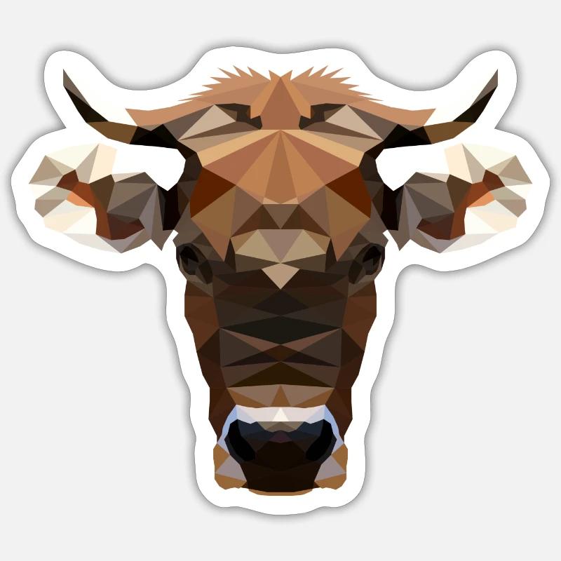 Kuh Polygon - Sticker Größe S (10 x 10 cm) - Mattweiß