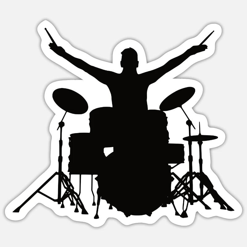 Drums drummer - Sticker size S (10 x 10 cm) - white matte