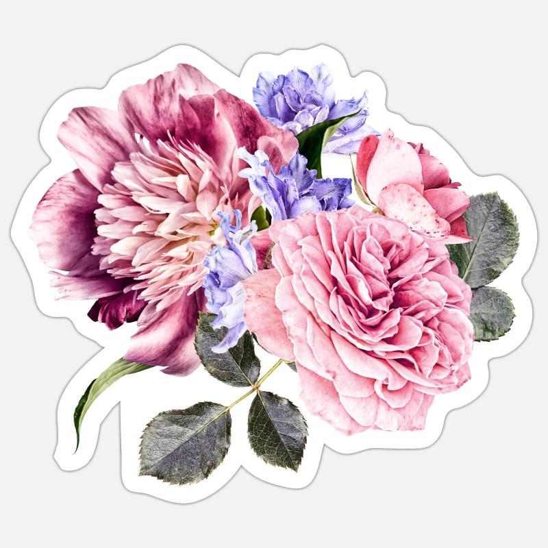 Bouquet de fleurs - Sticker taille S (10 x 10 cm) - blanc mat