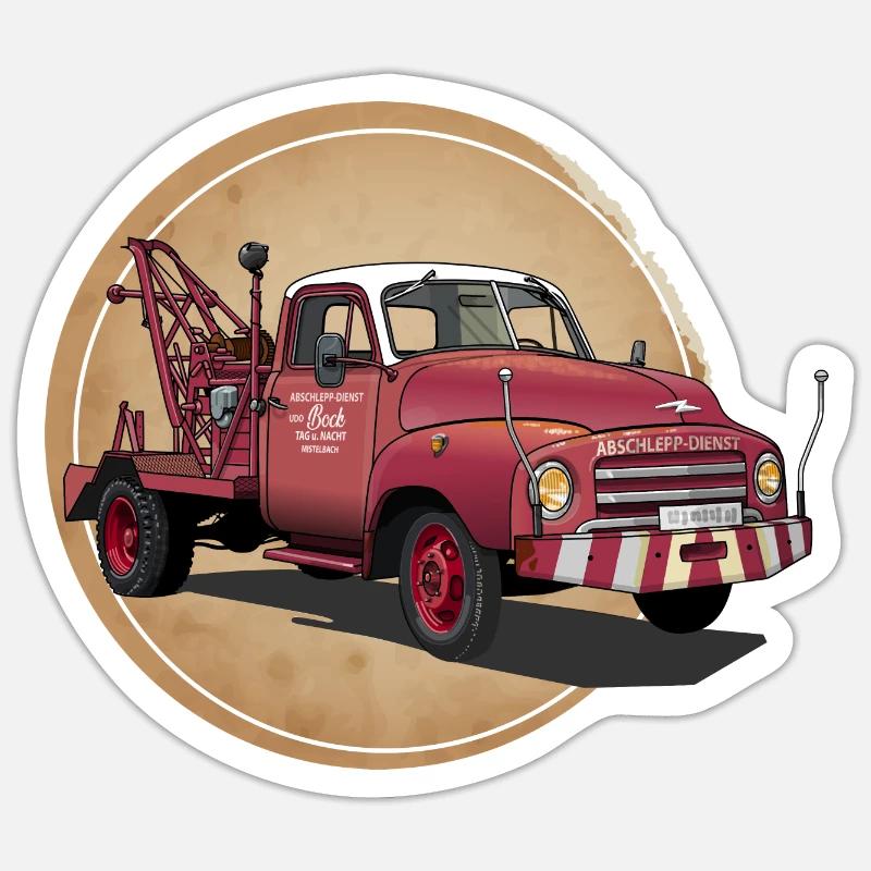 Abschleppwagen Oldtimer Sticker Größe S (10 x 10 cm)