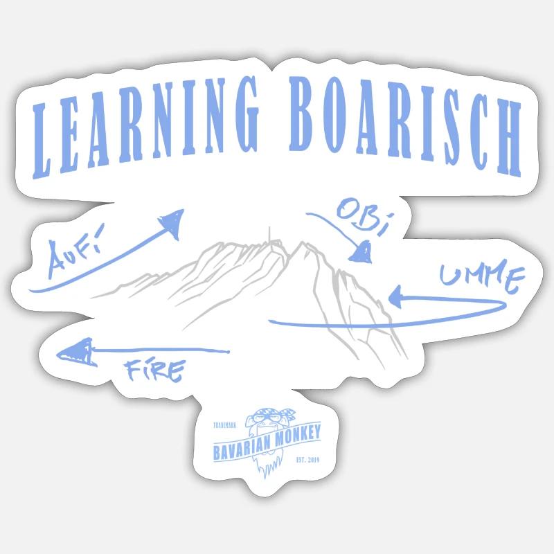 Bavarian Monkey Learning Boarisch Sticker size S (10 x 10 cm)