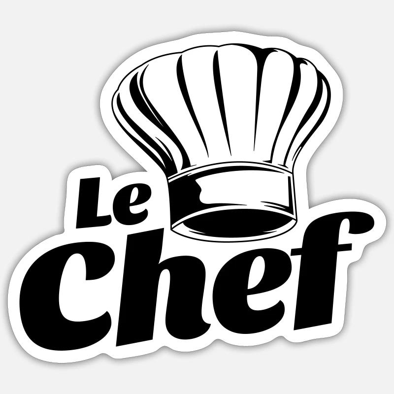 bonnet cuisinier le chef - Sticker taille S (10 x 10 cm) - blanc mat