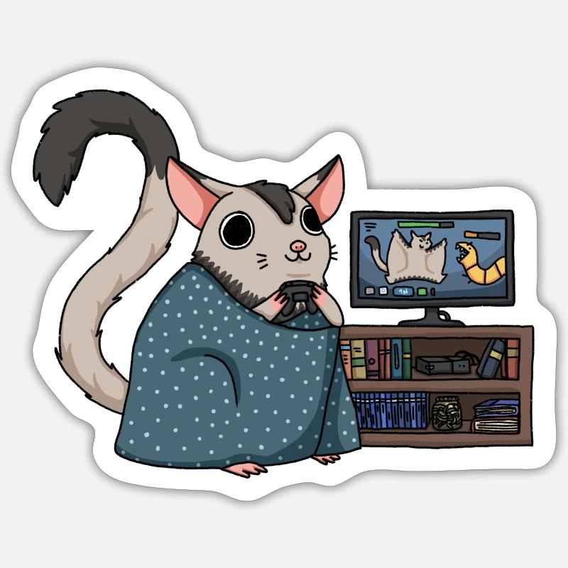 gaming sugarglider - Sticker Größe S (10 x 10 cm) - Mattweiß