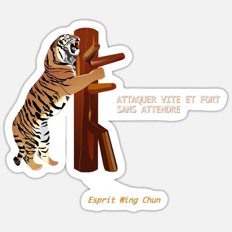 Wing chun Tiger - Sticker Größe S (10 x 10 cm) - Mattweiß