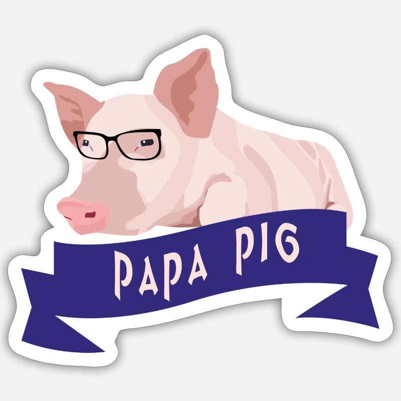 Papa Pig - Sticker Größe S (10 x 10 cm) - Mattweiß