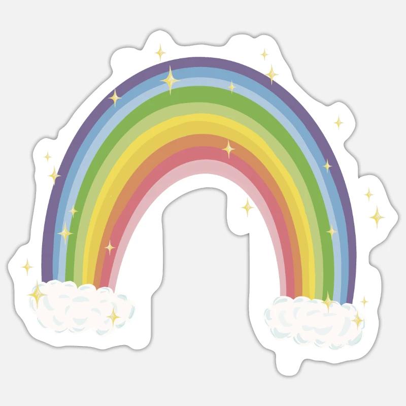 Regenbogen mit Glitzer-Sternen - Sticker Größe S (10 x 10 cm) - Mattweiß