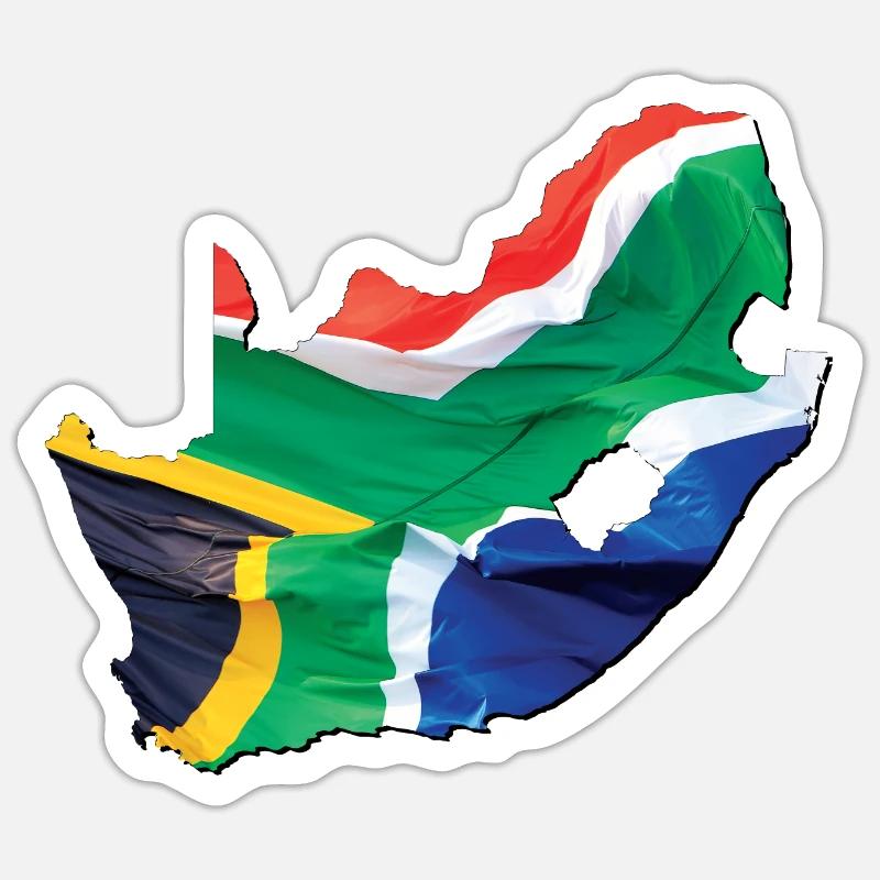 Echte Südafrika Flagge – Flag Map - Sticker Größe S (10 x 10 cm) - Mattweiß