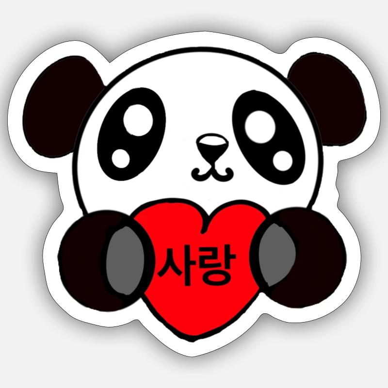 panda Saint-Valentin - Sticker taille S (10 x 10 cm) - blanc mat