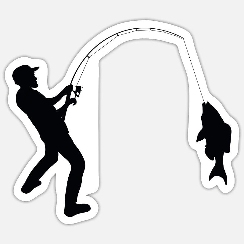 Pêche pêche - Sticker taille S (10 x 10 cm) - blanc mat
