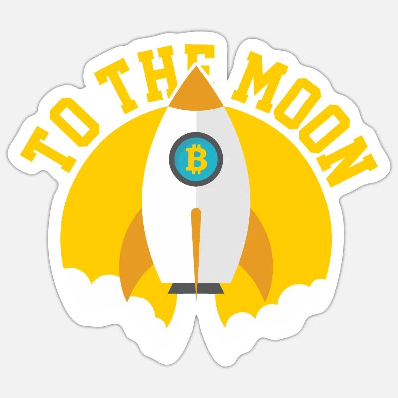 Crypto jusqu’à la lune, Bitcoin - Sticker taille S (10 x 10 cm) - blanc mat