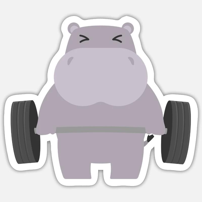 Hippopotames - Sticker taille S (10 x 10 cm) - blanc mat
