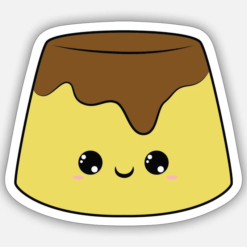 cute smiling pudding dessert, süßer pudding Sticker Größe S (10 x 10 cm)