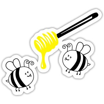 honey bees 2 - Sticker size S (10 x 10 cm) - white matte - Front