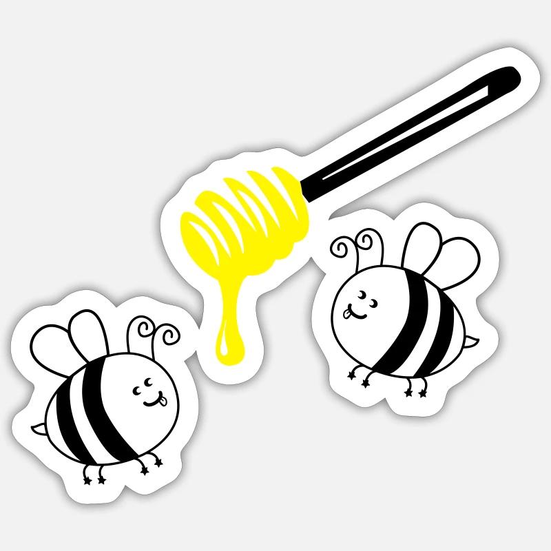 honey bees 2 - Sticker taille S (10 x 10 cm) - blanc mat