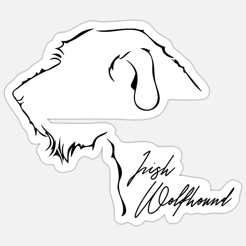 IRISH WOLFHOUND Profil Hunde Windhunde Wilsigns - Sticker Größe S (10 x 10 cm) - Mattweiß