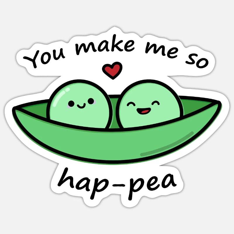 Petits pois mignons Sticker taille S (10 x 10 cm)