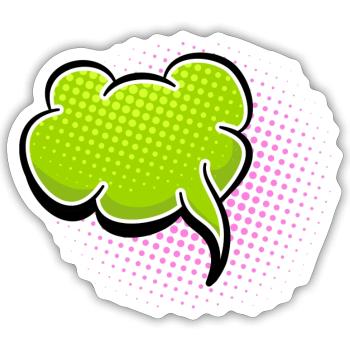 Ballon vert de discours comique - Sticker taille S (10 x 10 cm) - blanc mat - Devant
