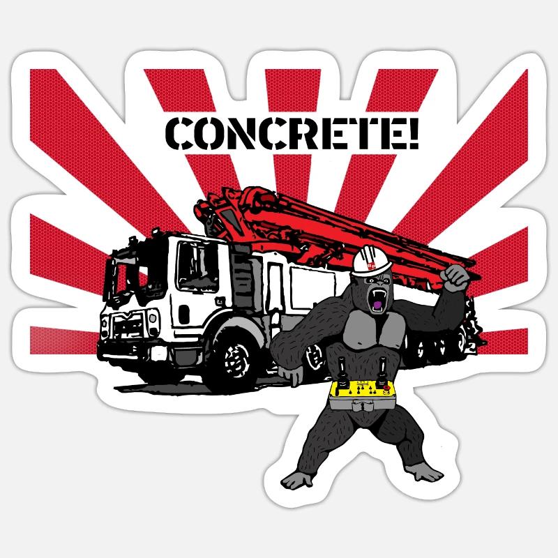 Concrete pump gorilla red white -Concrete pump Sticker size S (10 x 10 cm)