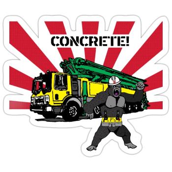 Concrete pump gorilla GREEN - Concrete pump - Sticker size S (10 x 10 cm) - white matte - Front