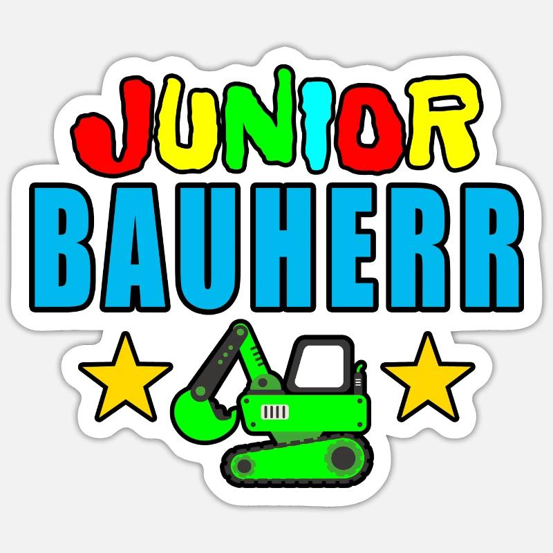 Junior Bauherr - Sticker Größe S (10 x 10 cm) - Mattweiß
