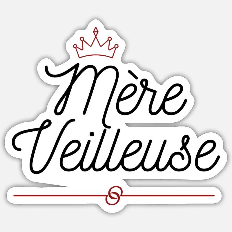 Mère veilleuse noir - Sticker taille S (10 x 10 cm) - blanc mat