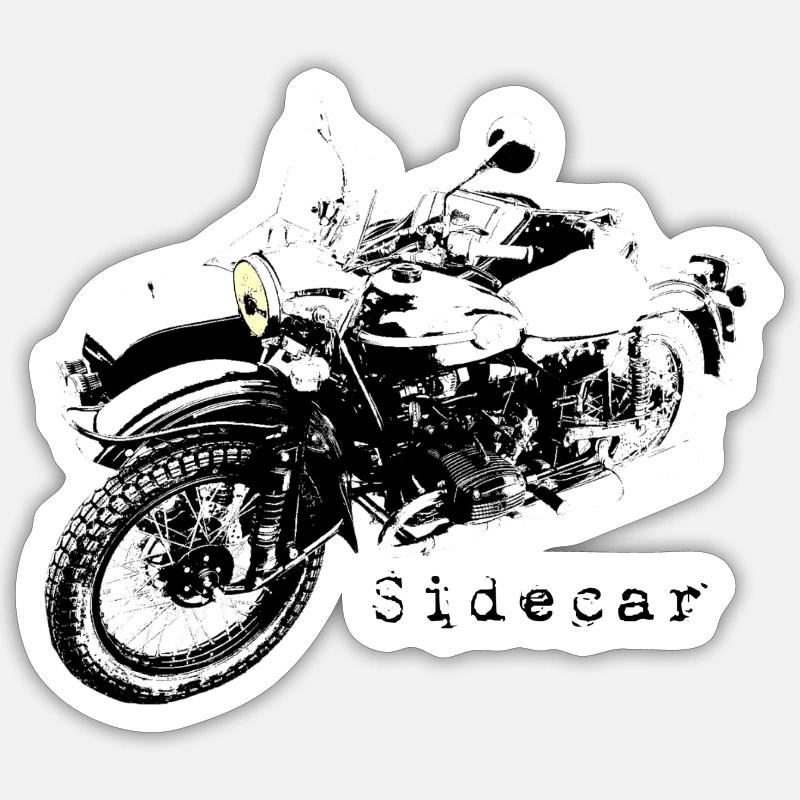 Sidecar - Sticker Größe S (10 x 10 cm) - Mattweiß