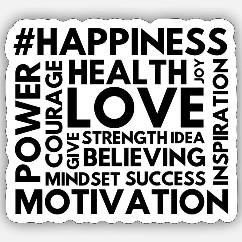 #happiness - Sticker taille S (10 x 10 cm) - blanc mat