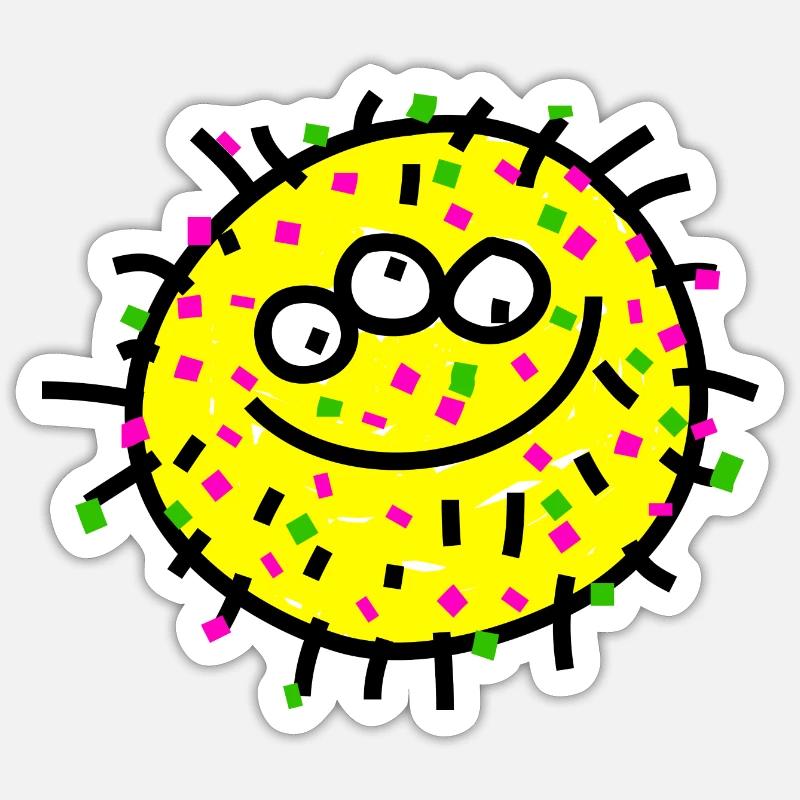 Yellow Bacteria Doodle Sticker size S (10 x 10 cm)