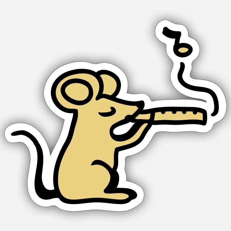 Sweet Mouse with Flute Sticker size S (10 x 10 cm)