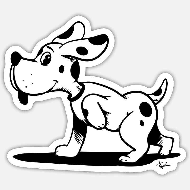 Aufkleber mit einem kleinen süßen Dalmatiner 🐶 - Sticker Größe S (10 x 10 cm) - Mattweiß
