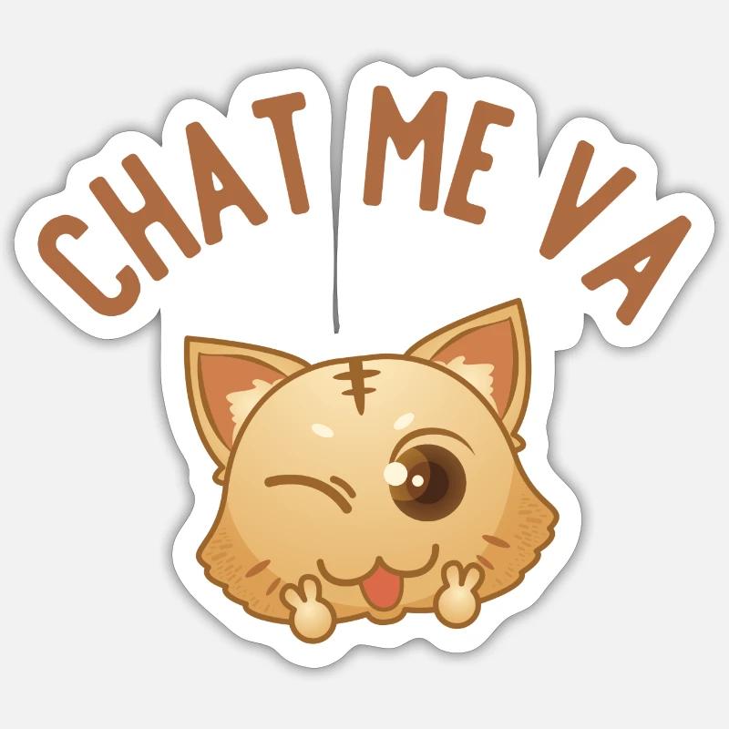 Chat me va - Sticker taille S (10 x 10 cm) - blanc mat