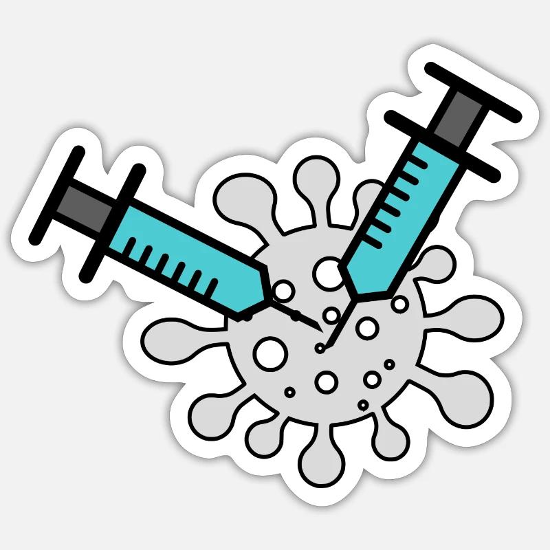 Doppel-Impfstoff - Sticker Größe S (10 x 10 cm) - Mattweiß
