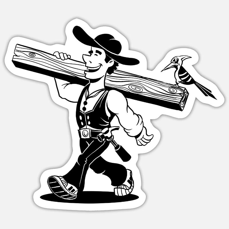 Carpenter Cartoon - Sticker size S (10 x 10 cm) - white matte