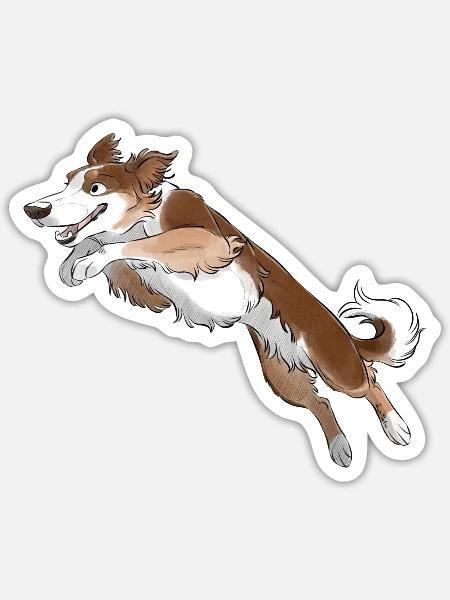 Sporthund - Border Collie - Rot Tri - Sticker Größe S (10 x 10 cm) - Mattweiß