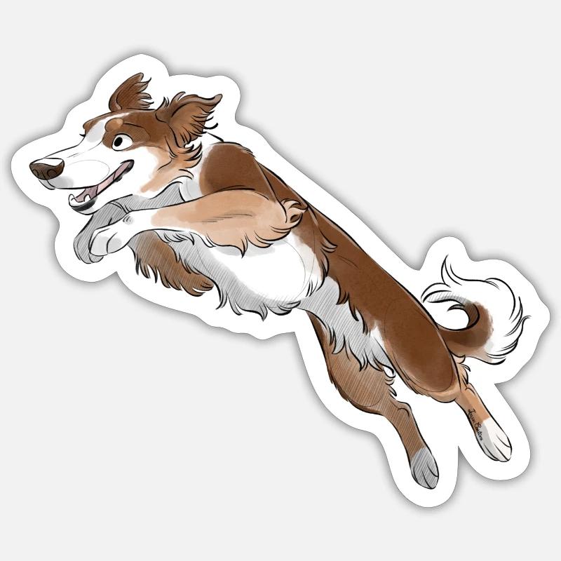 Sporthund - Border Collie - Rot Tri - Sticker Größe S (10 x 10 cm) - Mattweiß