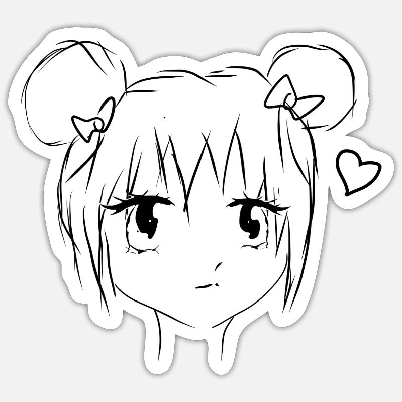 Manga Mädchen - Sticker Größe S (10 x 10 cm) - Mattweiß