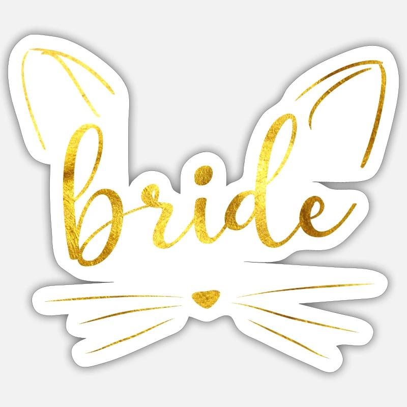 Chat mariée - Sticker taille S (10 x 10 cm) - blanc mat