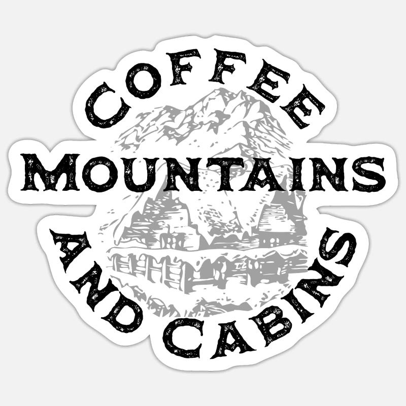 montagnes de café et cabines Sticker taille S (10 x 10 cm)