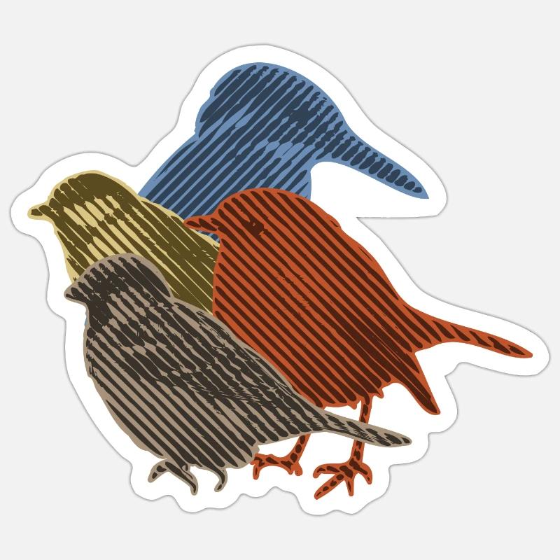 Vogel-Sammlung in Linie Kunst - Sticker Größe S (10 x 10 cm) - Mattweiß