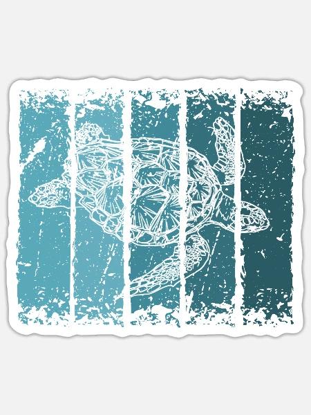 Schildkröte - Sticker Größe S (10 x 10 cm) - Mattweiß