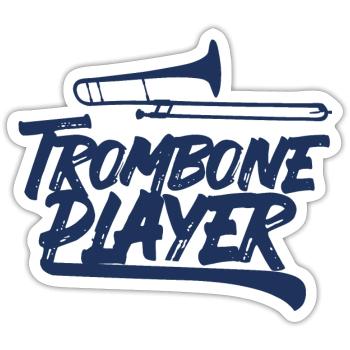 Trombone player musician trombonist - Sticker size S (10 x 10 cm) - white matte - Front