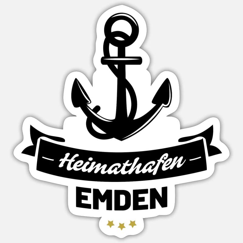 Heimathafen Emden - Sticker Größe S (10 x 10 cm) - Mattweiß