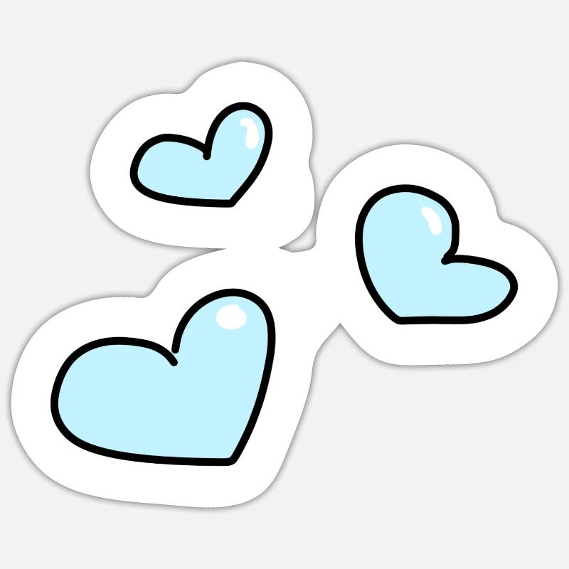 coeurs bleus - Sticker taille S (10 x 10 cm) - blanc mat