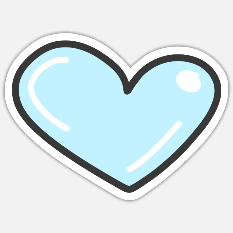 bleu coeur bleu - Sticker taille S (10 x 10 cm) - blanc mat