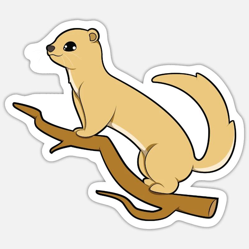La belette - Sticker taille S (10 x 10 cm) - blanc mat