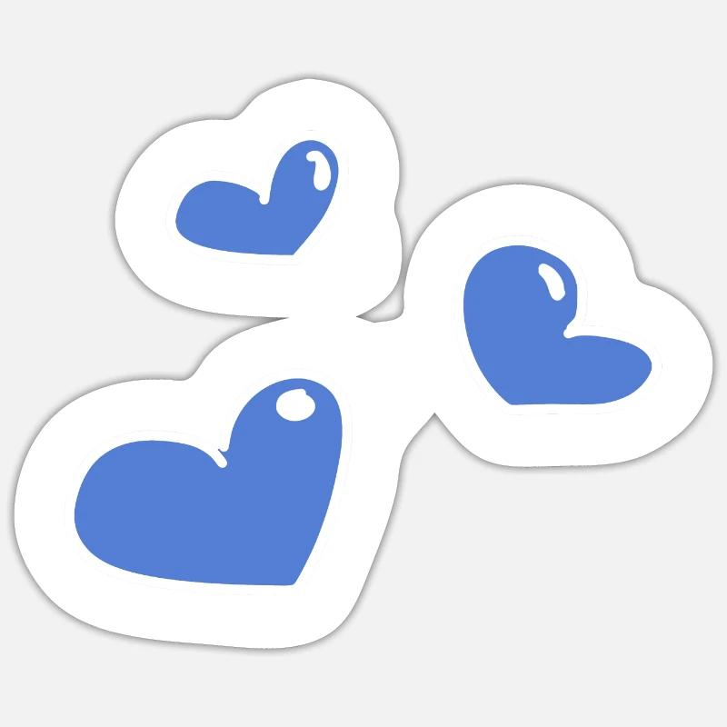 coeurs bleus - Sticker taille S (10 x 10 cm) - blanc mat