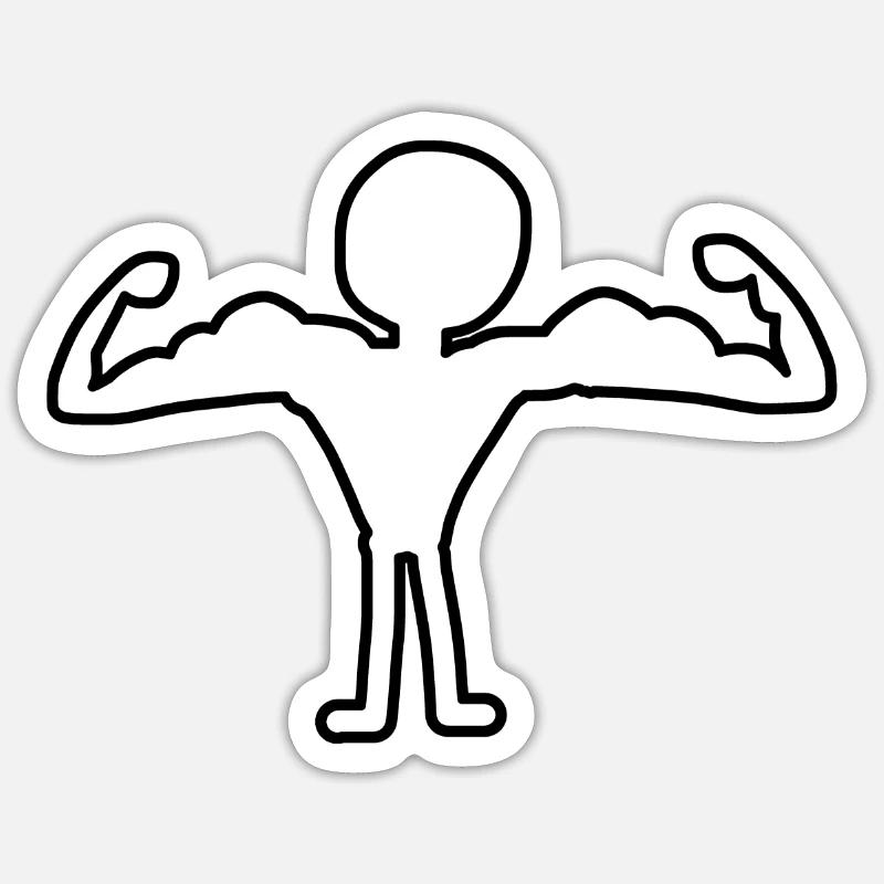 starker Mann - Sticker Größe S (10 x 10 cm) - Mattweiß