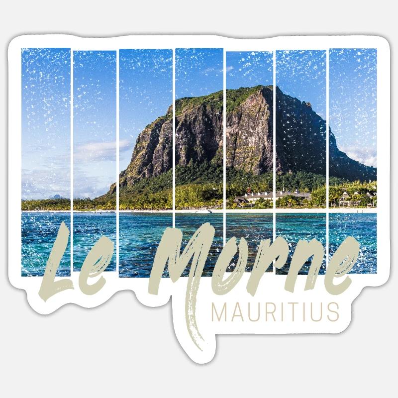 Le Morne Mauritius Strand Souveniri - Sticker taille S (10 x 10 cm) - blanc mat
